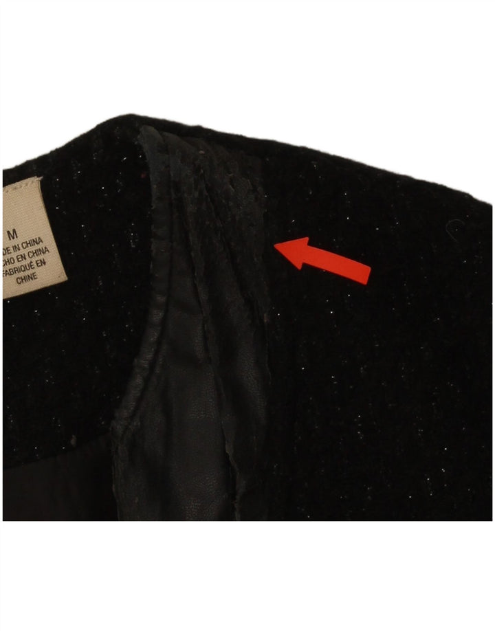 Dkny Dame Full Zip Blazer Jacket UK 14 Medium Black Flecked Wool