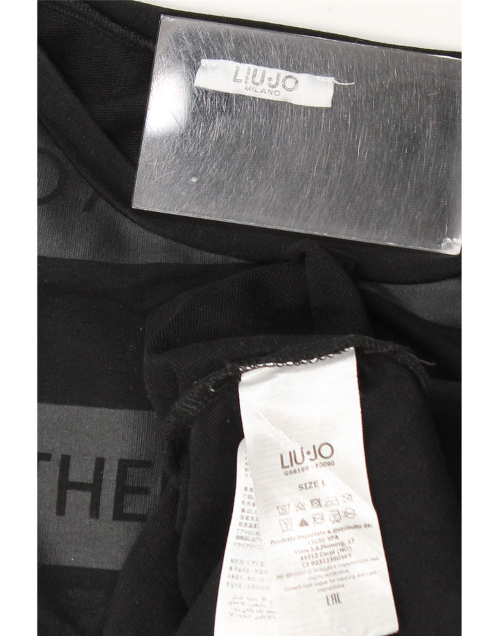 Liu Jo Dame Grafisk Sweatshirt Jumper UK 16 Stor Sort Stribet
