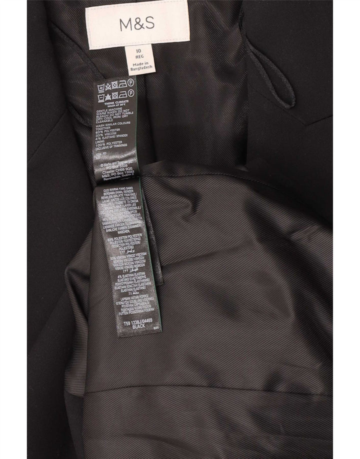 Marks & Spencer Dame 1-knaps blazerjakke UK 10 Lille sort polyester
