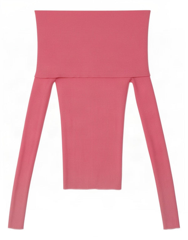 Zara Womens Crop Langærmet Off Shoulder Top UK 4 XS Pink