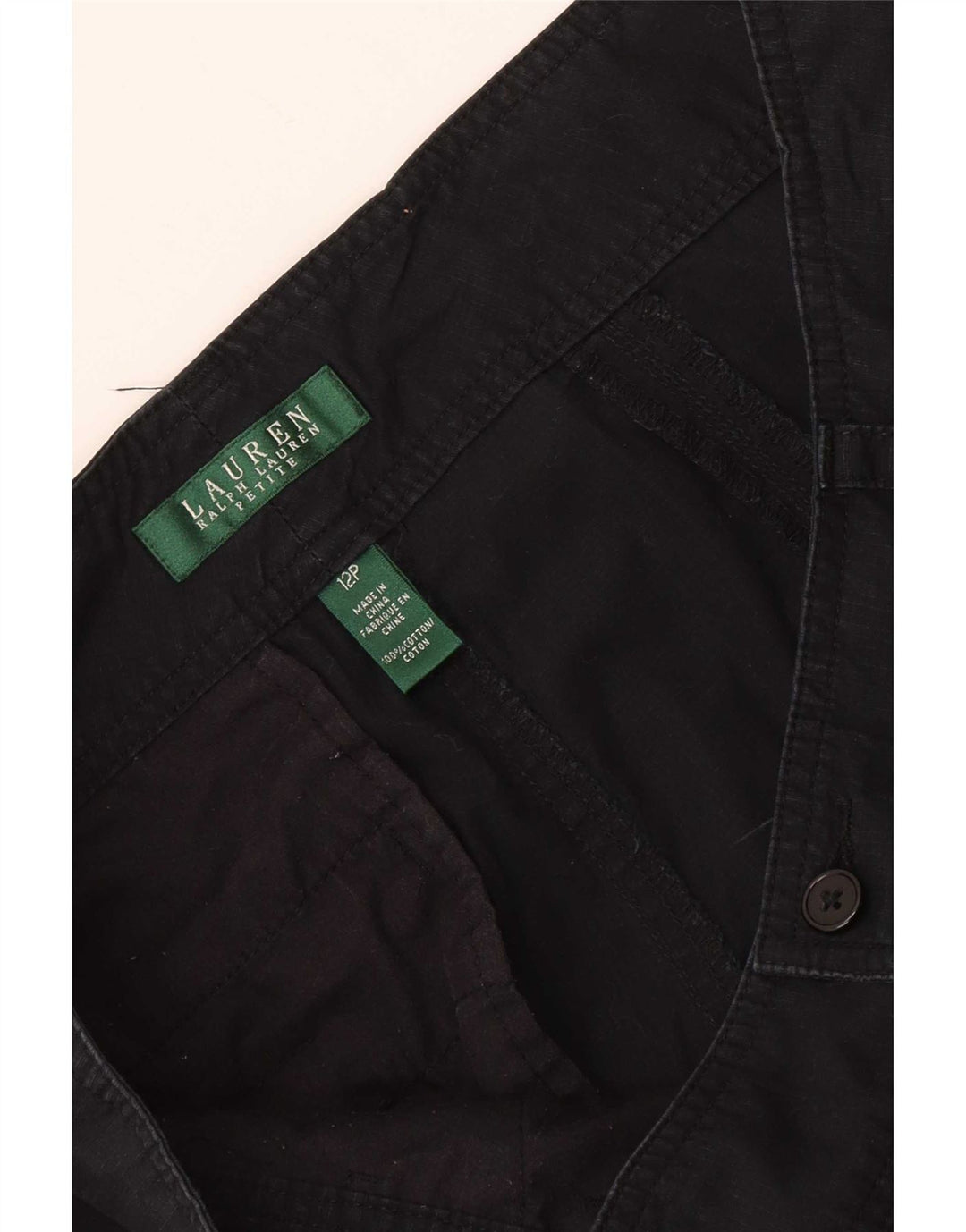 Ralph Lauren Dame Cargo Shorts US 12 Large W34 Black Bomuld