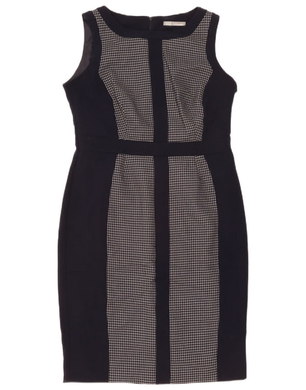 Marks & Spencer Womens Sheath Dress UK 14 Large Navy Blue Geometric