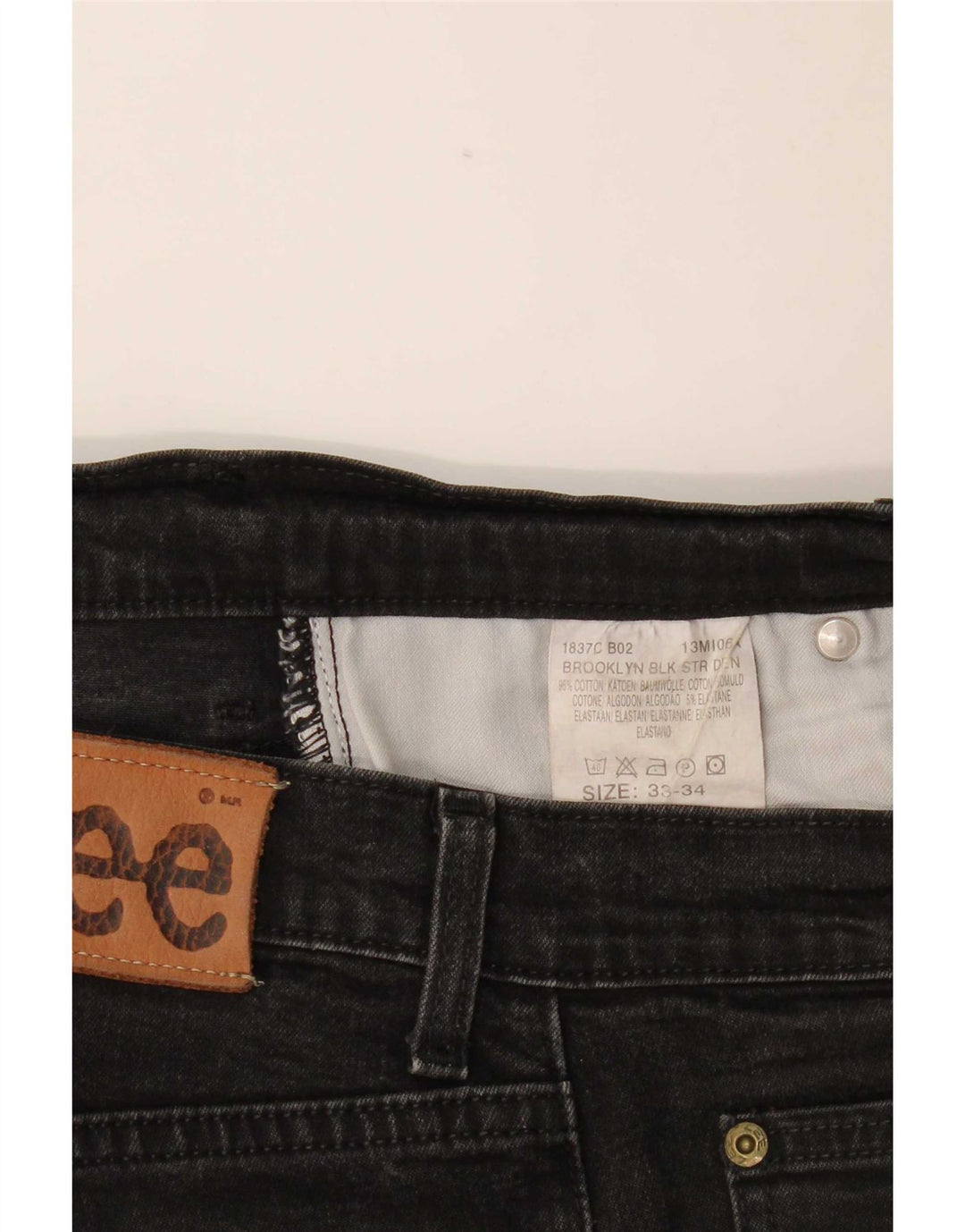 Lee Mens Brooklyn Straight Jeans W33 L31 Sort Bomuld