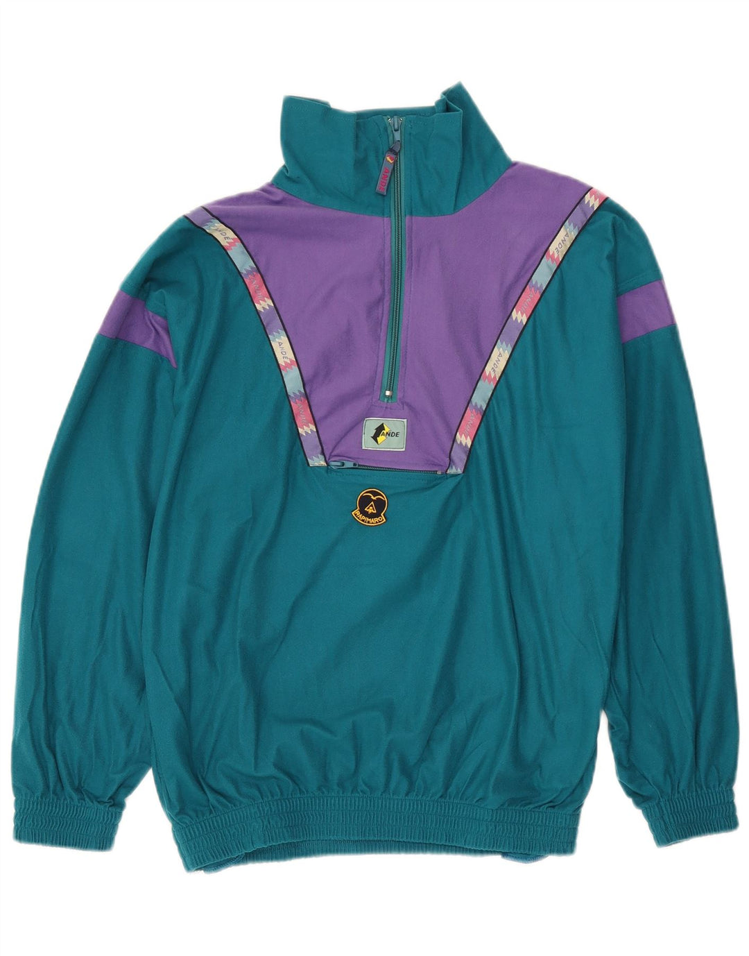 Vintage Herre grafisk hel træningsdragt Lille grøn Colourblock Polyester