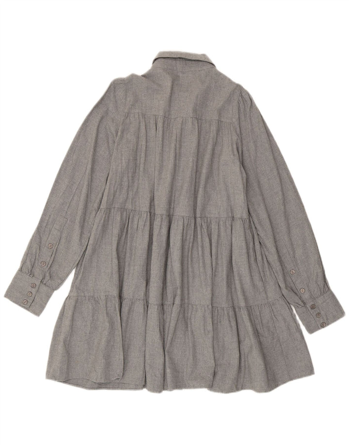 Zara Kvinders Oversized Skjortekjole UK 6 XS Grå