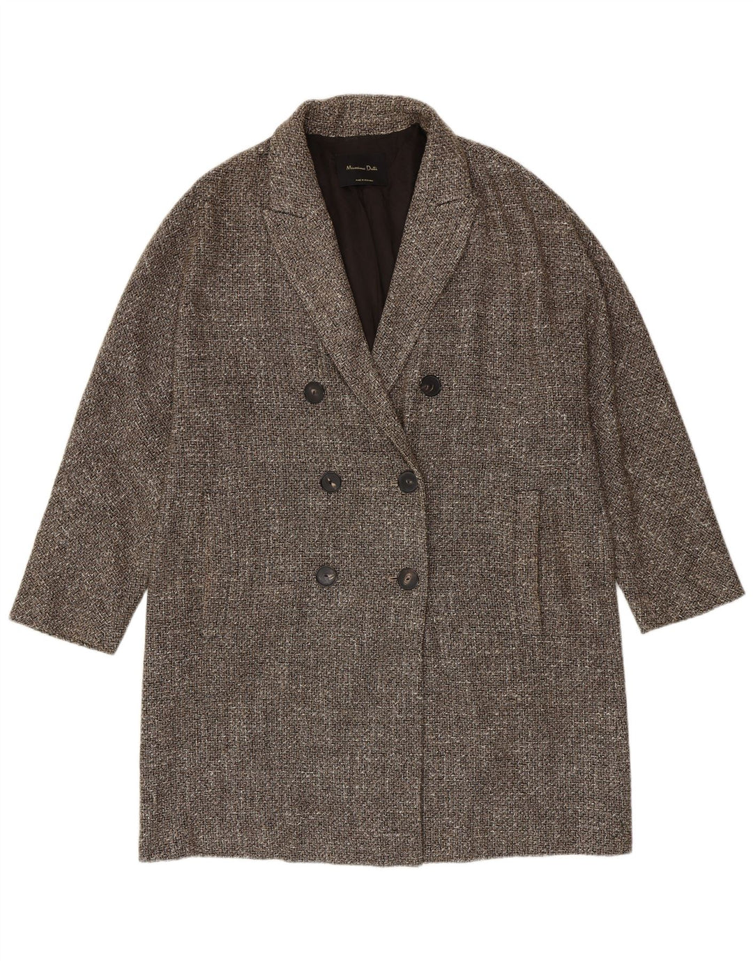 Massimo Dutti Dame Dobbeltradet Frakke UK 16 Large Grey Sildeben