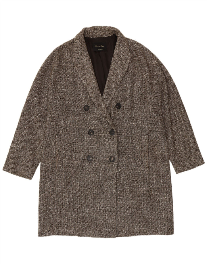Massimo Dutti Dame Dobbeltradet Frakke UK 16 Large Grey Sildeben