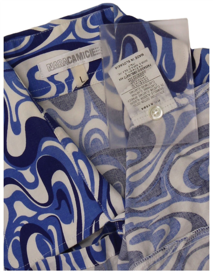 Naracamicee Kortærmet Herreskjorte Stor Blå Geometrisk Bomuld