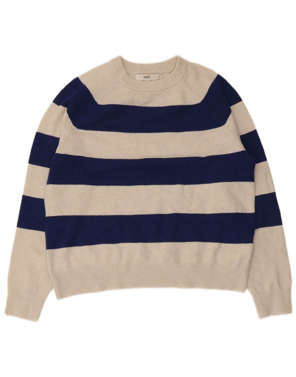 Marks & Spencer Dame sweater med rund hals DK 14 Medium Beige Stribet