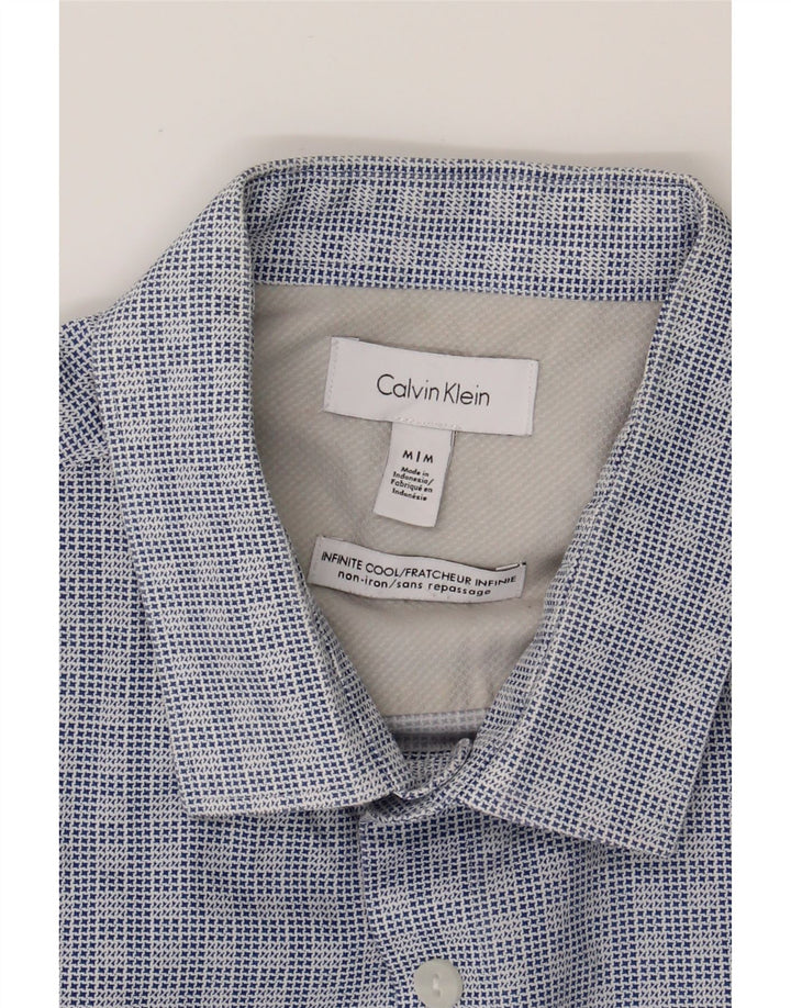 CALVIN KLEIN Mens Shirt Medium Blue Houndstooth Cotton Vintage Calvin Klein and Second-Hand Calvin Klein from Messina Hembry 