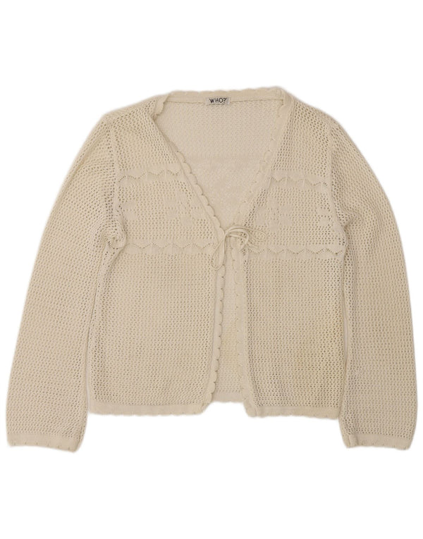 Vintage hæklet cardigan sweater til kvinder UK 12 Medium White