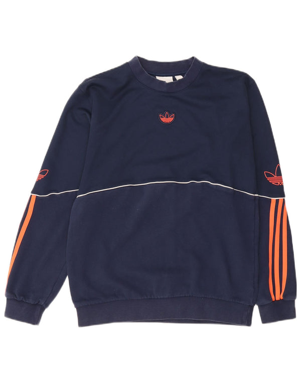 Adidas grafisk sweatshirt til mænd, lille marineblå bomuld