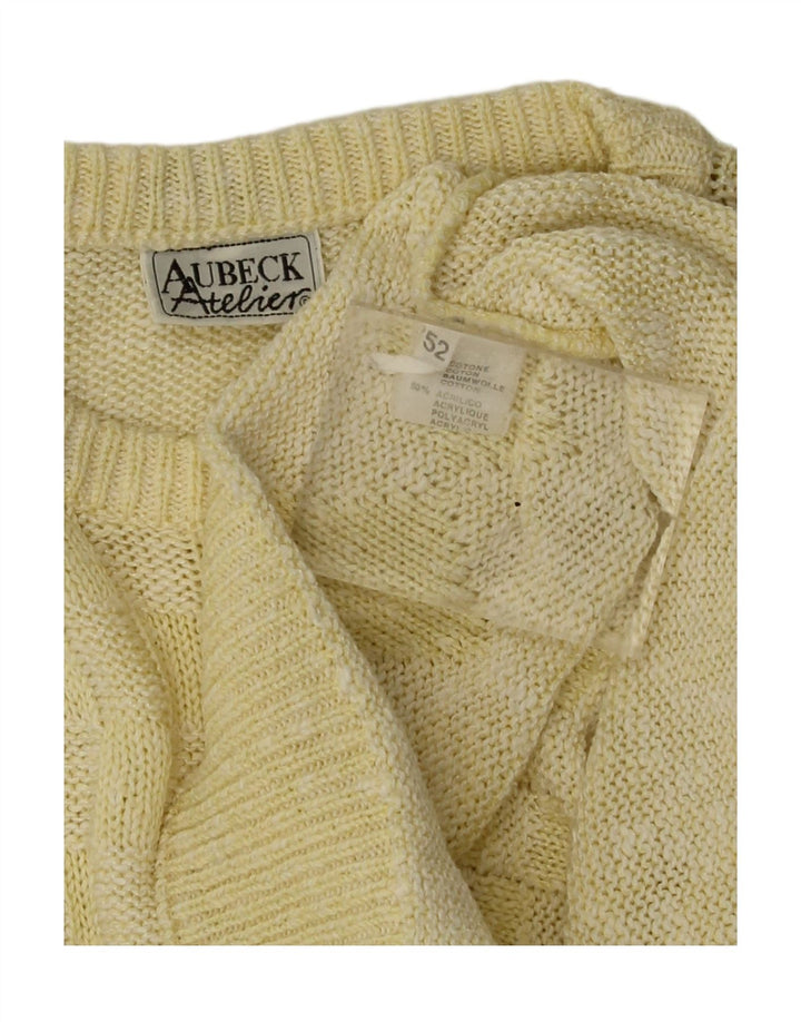 Vintage Herre Crew Neck Jumper Sweater IT 52 Large Yellow Argyle/Diamond