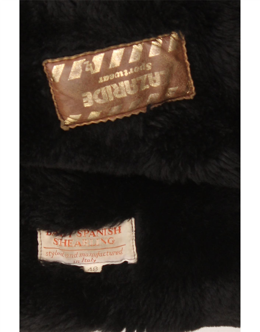 VINTAGE Herre Dobbeltradet Loose Fit Jakke IT 48 Medium Black Shearling