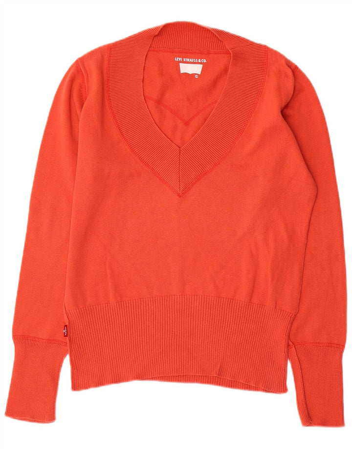 Levi's Dame V-hals sweater UK 16 Stor Orange Bomuld