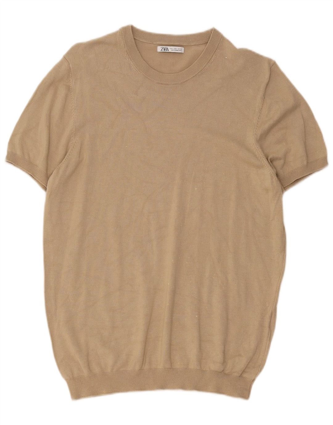Zara Herre T-Shirt Top Lille Beige Viscose