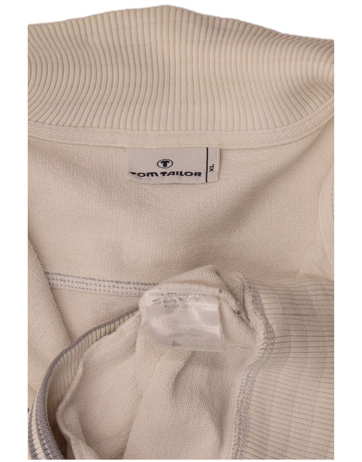 TOM TAILOR Mens Tracksuit Top Jacket XL White Cotton