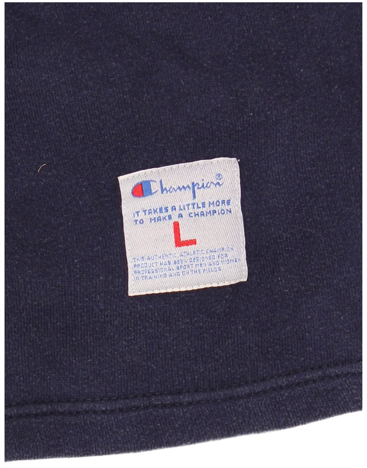 CHAMPION Dame Oversized Grafisk Sweatshirt Jumper UK 16 Large Navy Blue