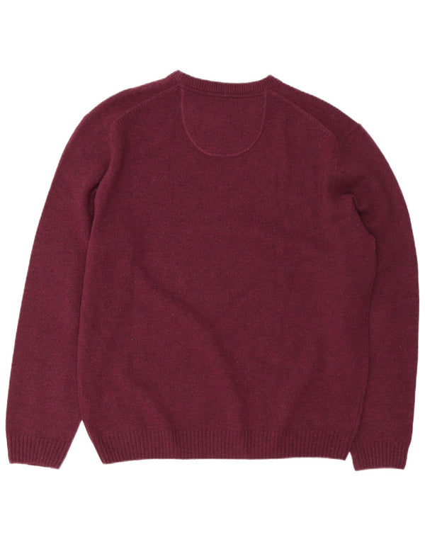 MCNEAL Herre Crew Neck Jumper Sweater 2XL Burgundy lammeuld