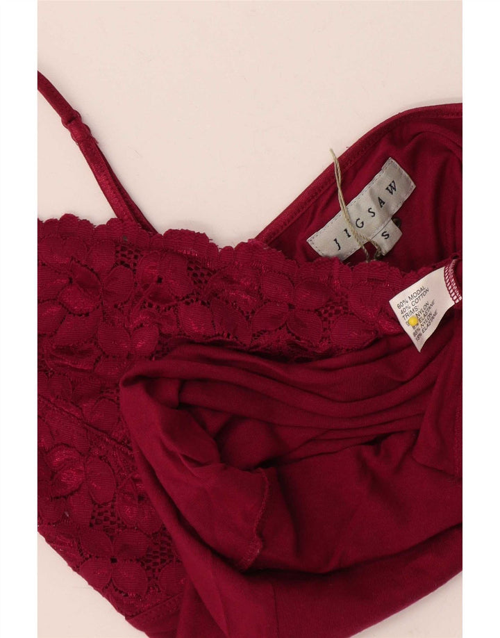 Jigsaw Womens Crop Cami Top UK 10 Small Burgundy Modal