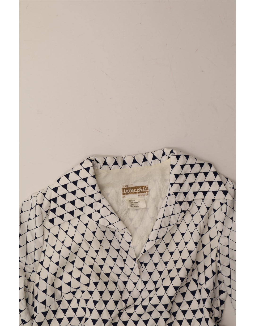 VINTAGE Womens Long Sleeve A-Line Dress IT 44 Medium White Geometric Vintage Vintage and Second-Hand Vintage from Messina Hembry 