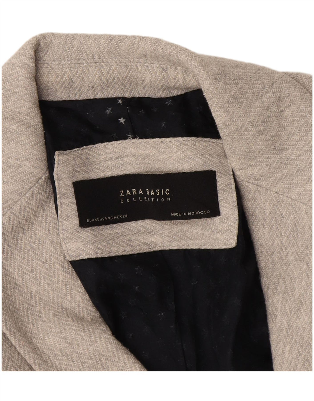 Zara Dame 1 Knap Blazer Jacket UK 6 XS Grå sildeben