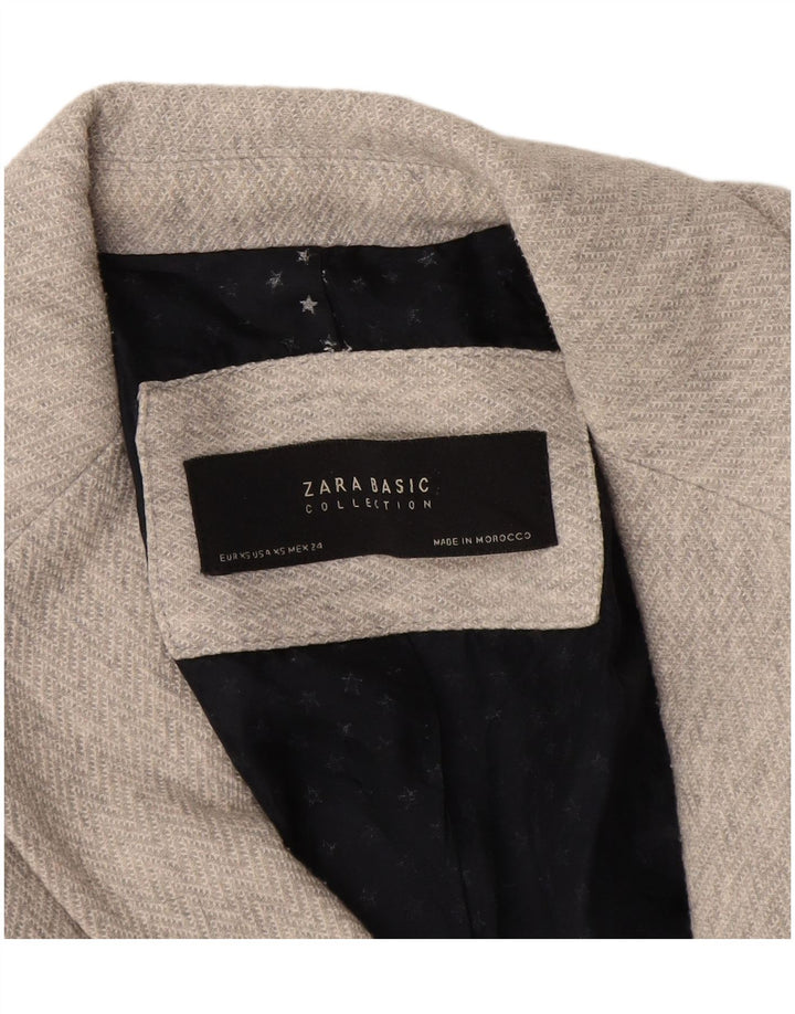 Zara Dame 1 Knap Blazer Jacket UK 6 XS Grå sildeben