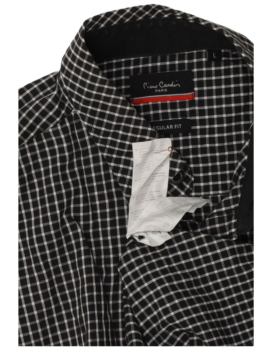 PIERRE CARDIN Herre Regular Fit skjorte Stor sort Gingham Polyester