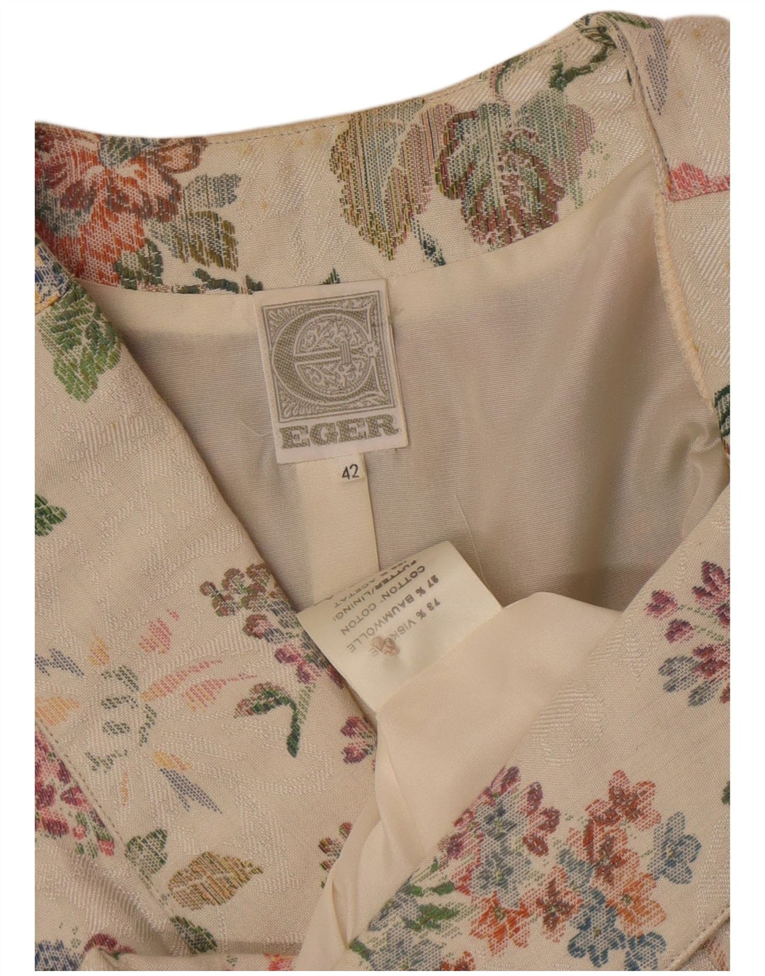 Eger 3/4 ærmer blazerjakke med 1 knap til kvinder IT 42 Medium Beige Floral