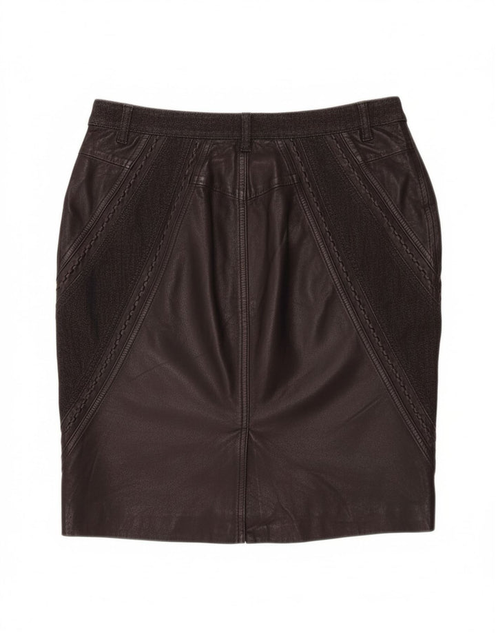 ANGELO MARANI Womens Skirt IT 42 Medium W32  Black Patchwork Leather