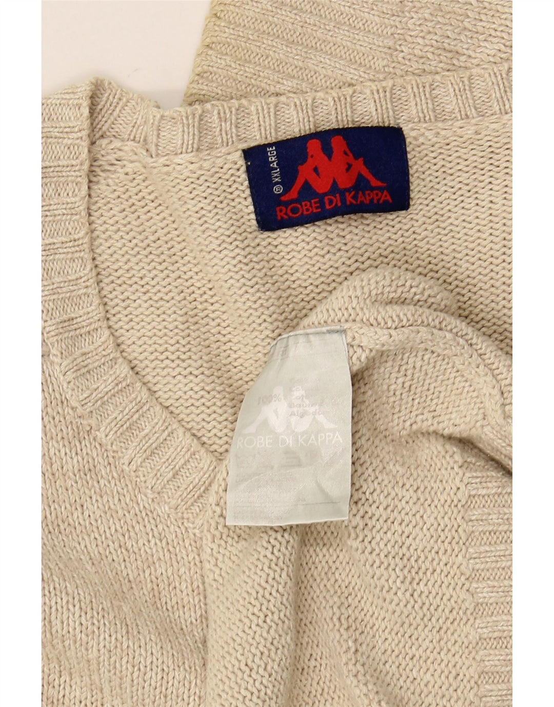 KAPPA Herre V-hals sweater 2XL Beige Bomuld