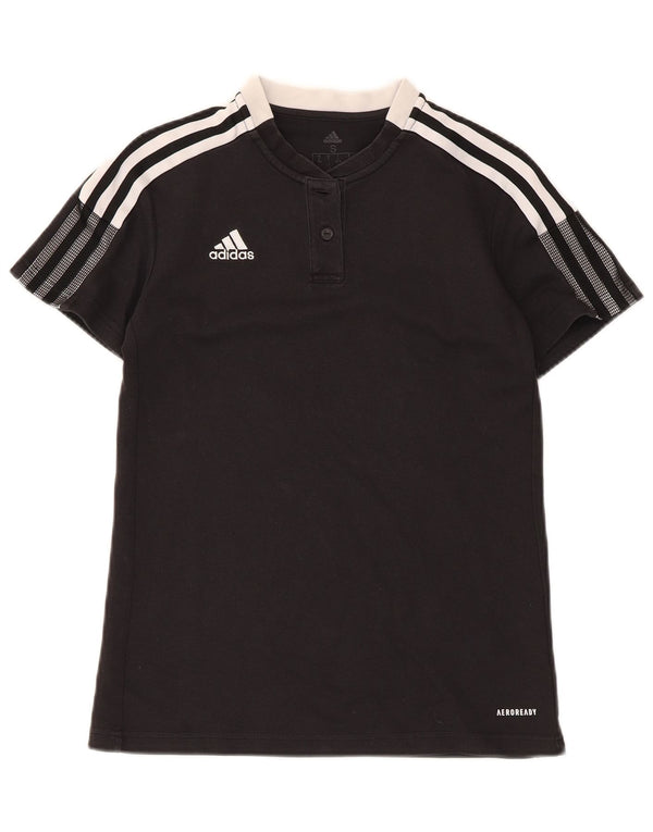 Adidas Womens Aeroready T-Shirt Top UK 8/10 Small Black Cotton