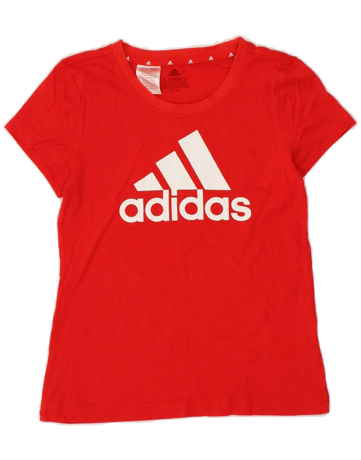 ADIDAS Boys Graphic T-Shirt Top 11-12 Years Red Vintage Adidas and Second-Hand Adidas from Messina Hembry 