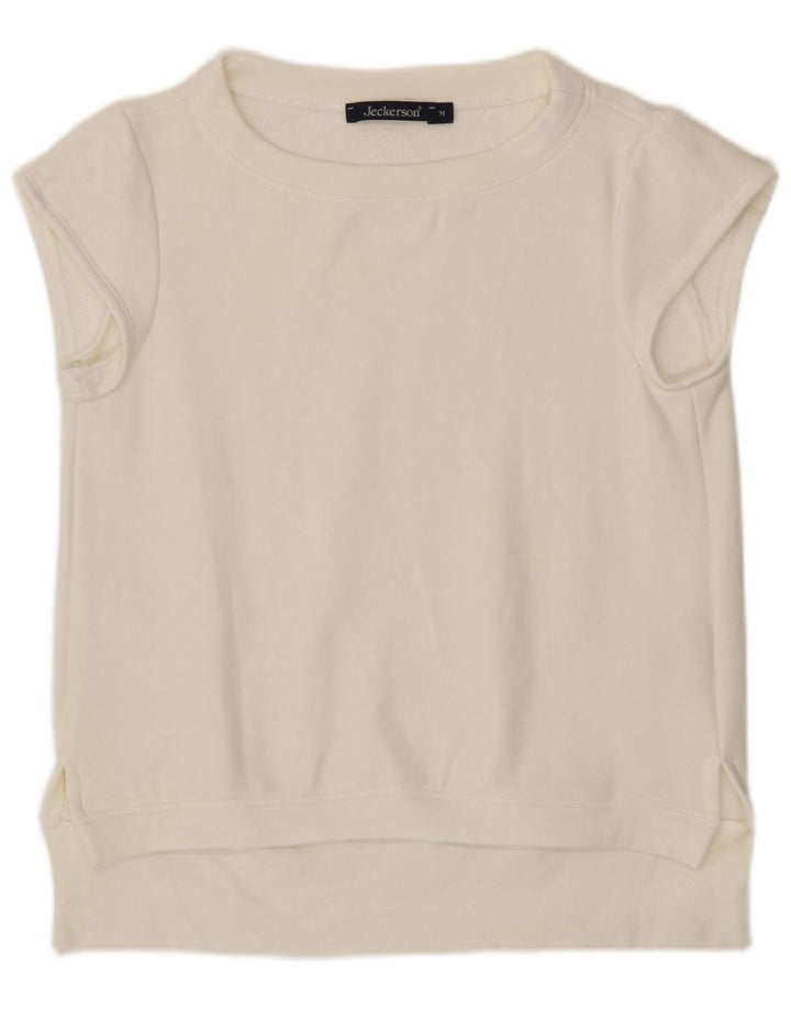 Jeckerson Dame T-Shirt Top UK 14 Medium Hvid Bomuld
