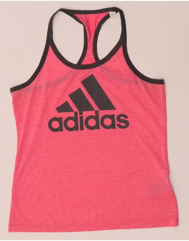 Adidas Dame Climacool Grafisk Vest Top UK 12/14 Medium Pink Polyester