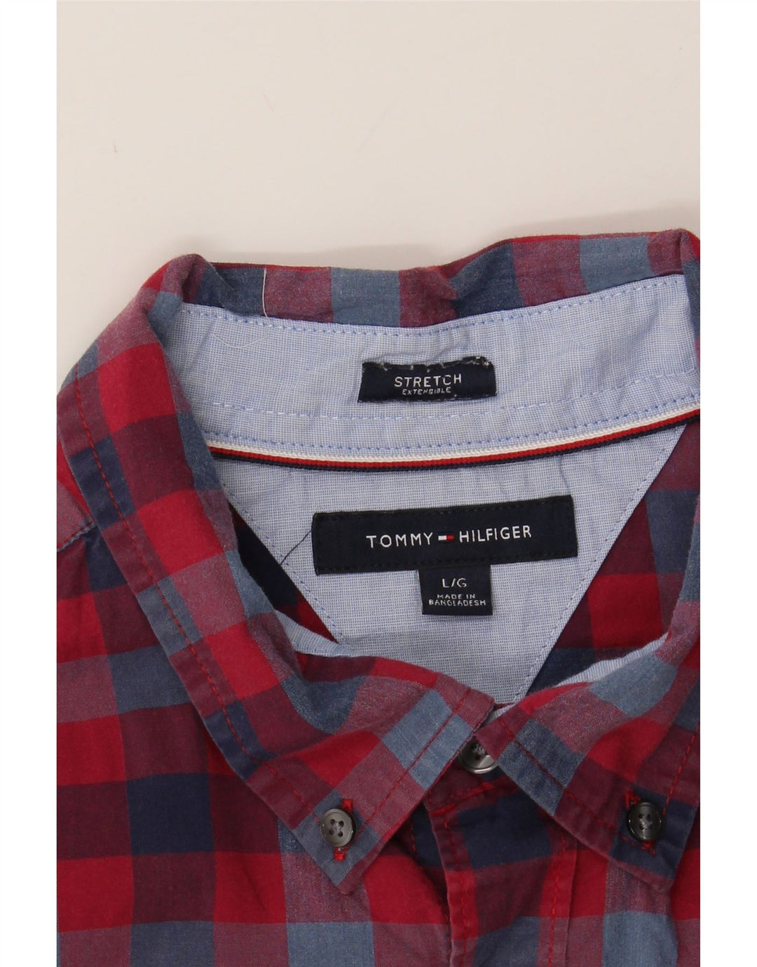 TOMMY HILFIGER Mens Shirt Large Red Check Cotton Vintage Tommy Hilfiger and Second-Hand Tommy Hilfiger from Messina Hembry 