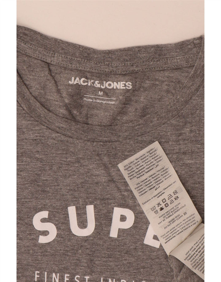 JACK & JONES Herre grafisk T-shirt top mellemgrå bomuld