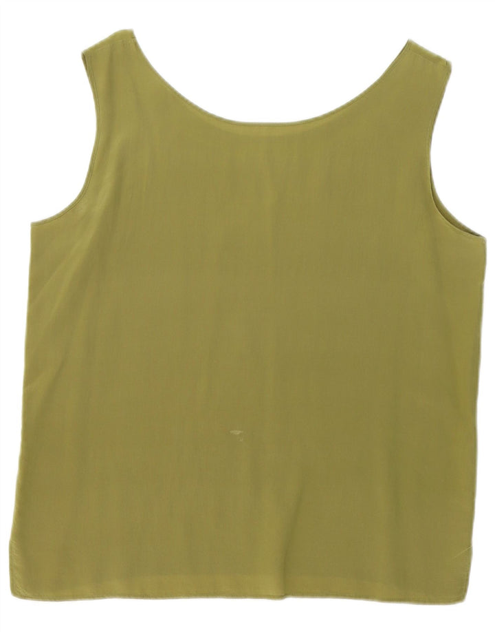 Vintage Dame ærmeløs bluse Top UK 16 Large Khaki