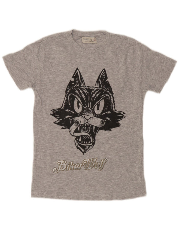 Zara Boys Grafisk T-Shirt Top 7-8 år Grå