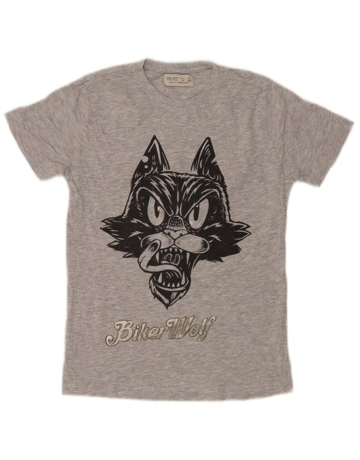 Zara Boys Grafisk T-Shirt Top 7-8 år Grå