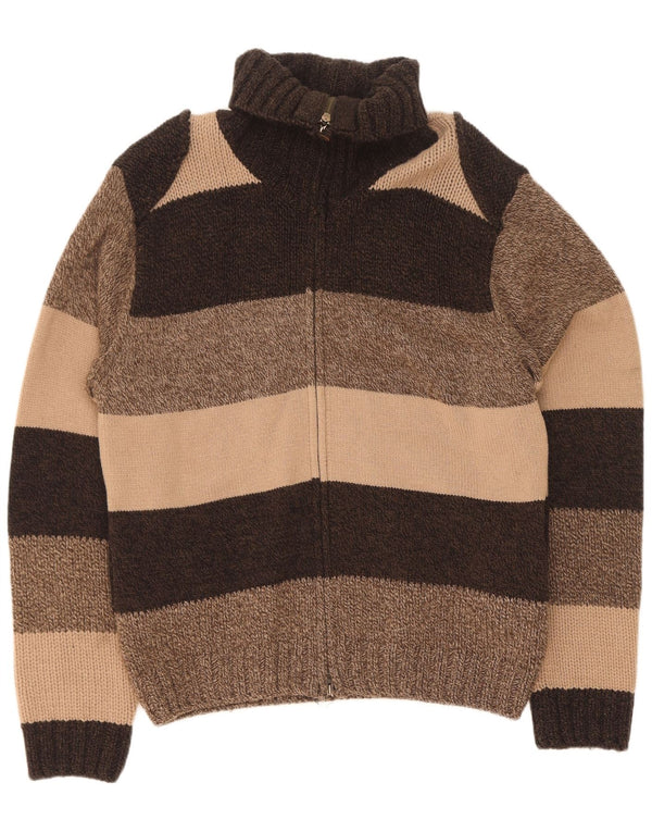 Timberland Herre Cardigan Sweater Stor Brun Colourblock Lammeuld