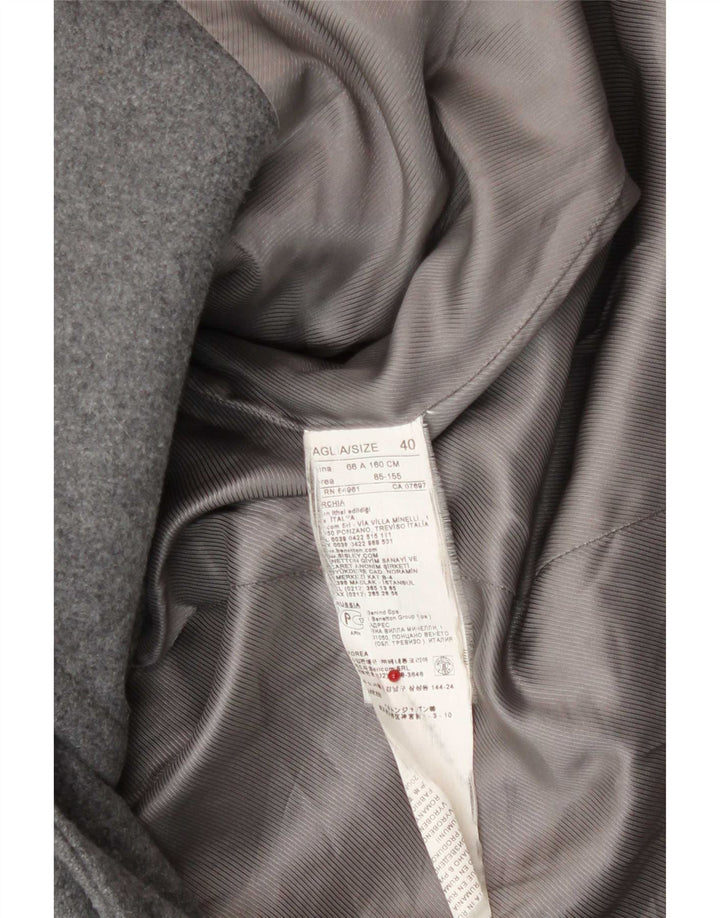 Benetton Dame Hooded Duffel Coat IT 40 Small Grey Uld