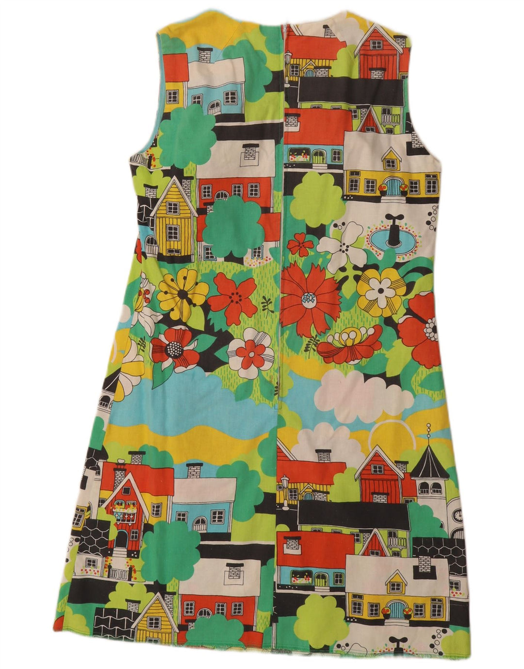 VINTAGE Womens Basic Dress IT 42 Medium Multicolored Floral Novelty