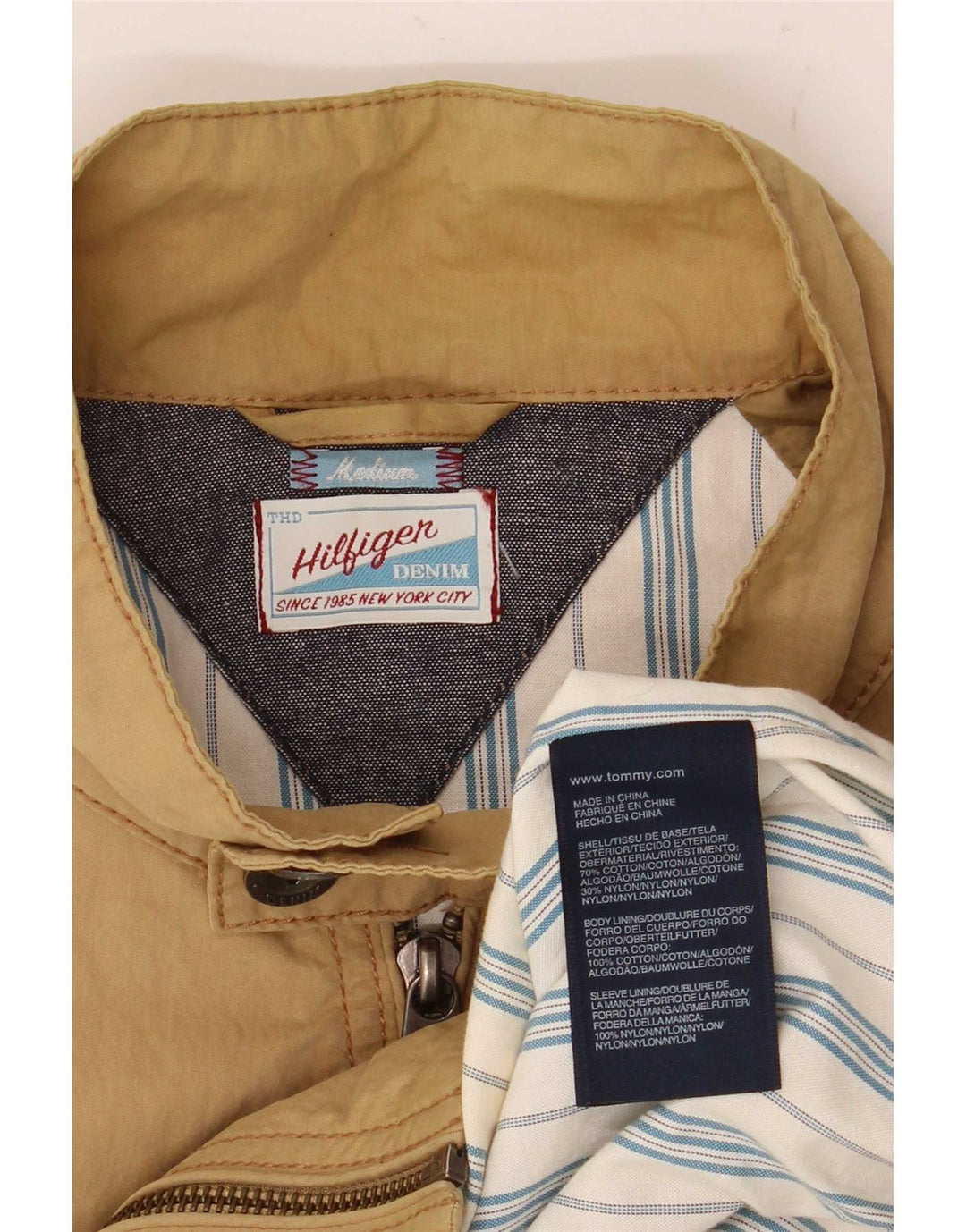 Tommy Hilfiger Herre Bomber Jacket UK 38 Medium Beige Bomuld