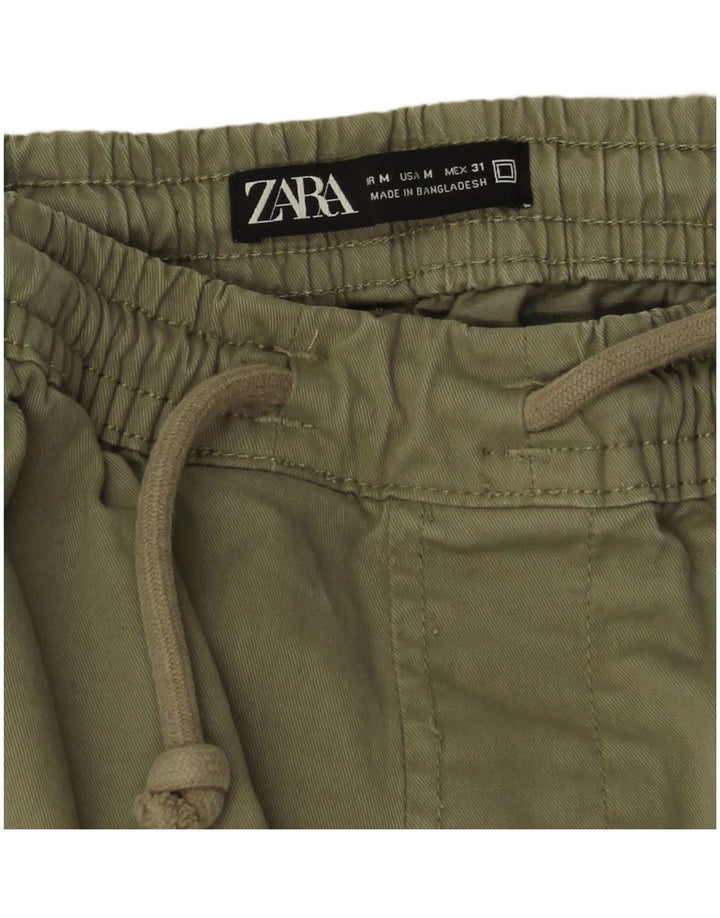 Zara Herre Joggers Cargo Bukser Medium W31 L26 Grøn Bomuld