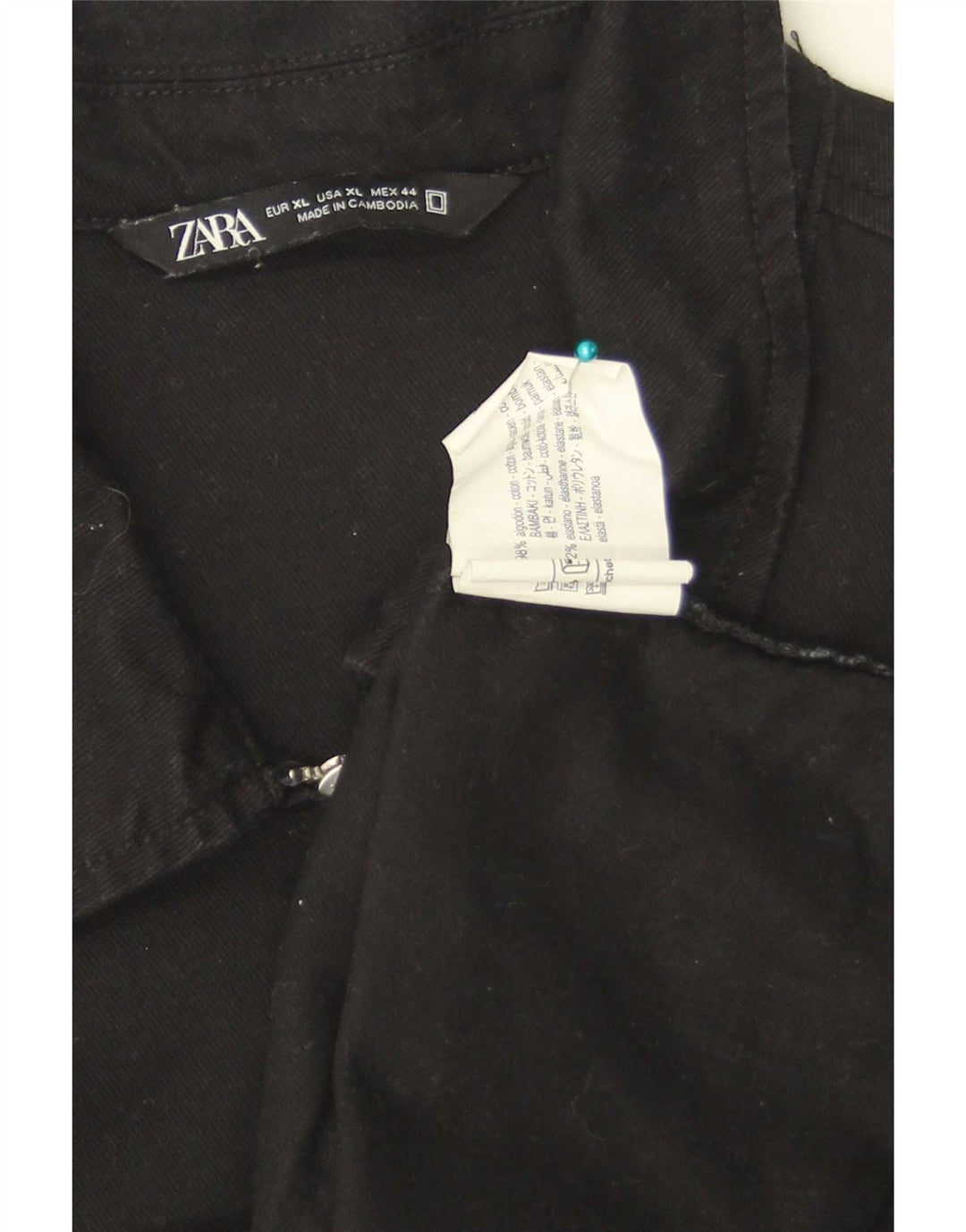 Zara Herre Bomber Jacket UK 42 XL Sort Bomuld