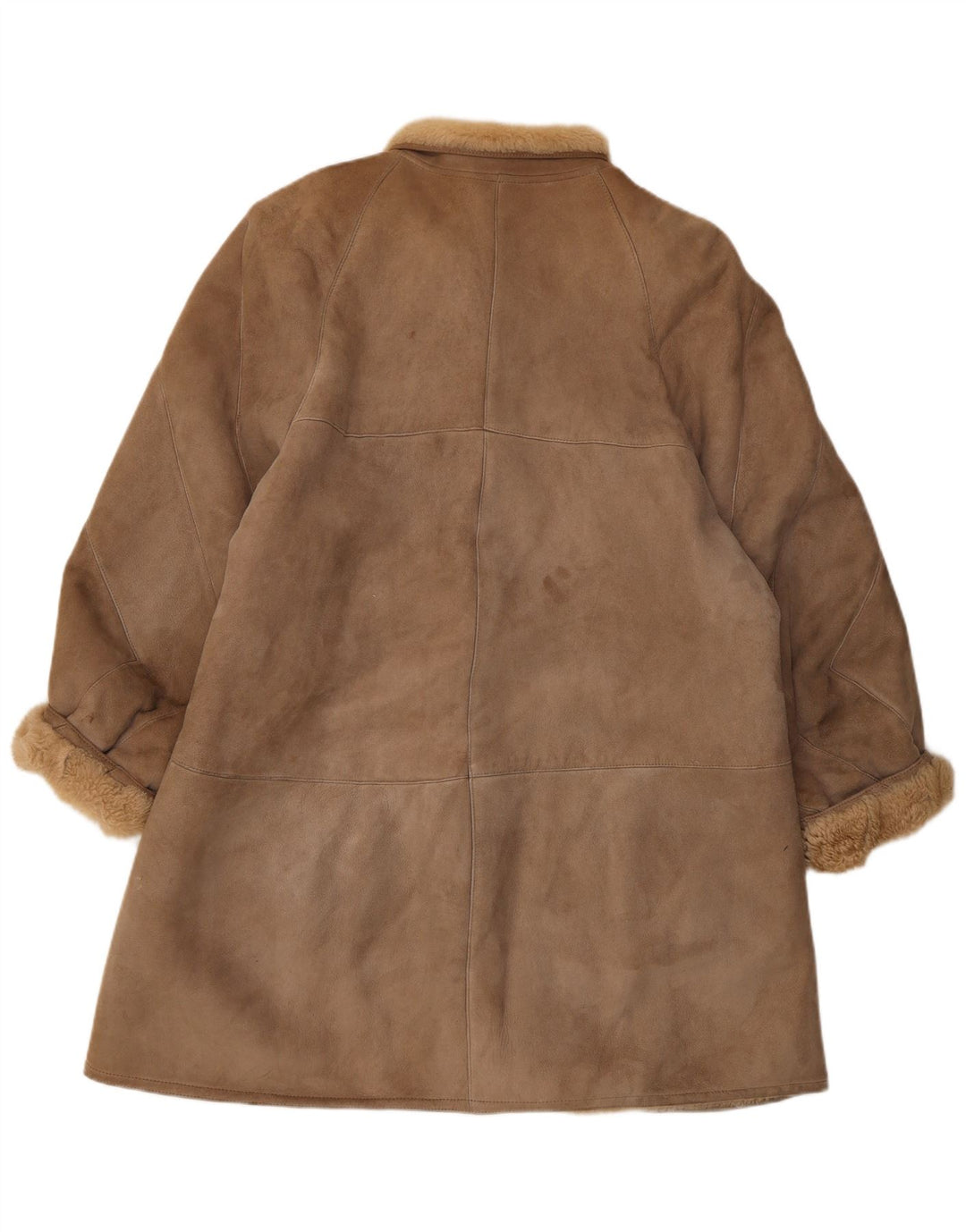 Vintage Dame Loose Fit Shearling Coat IT 44 Medium Brown Classic