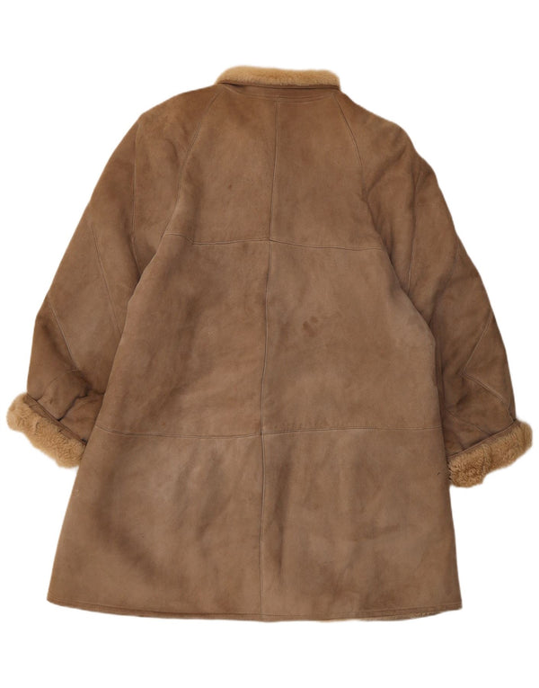 Vintage Dame Loose Fit Shearling Coat IT 44 Medium Brown Classic