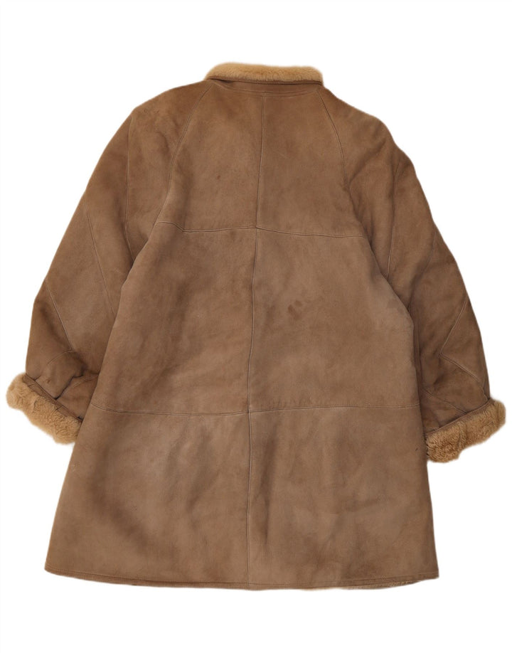 Vintage Dame Loose Fit Shearling Coat IT 44 Medium Brown Classic