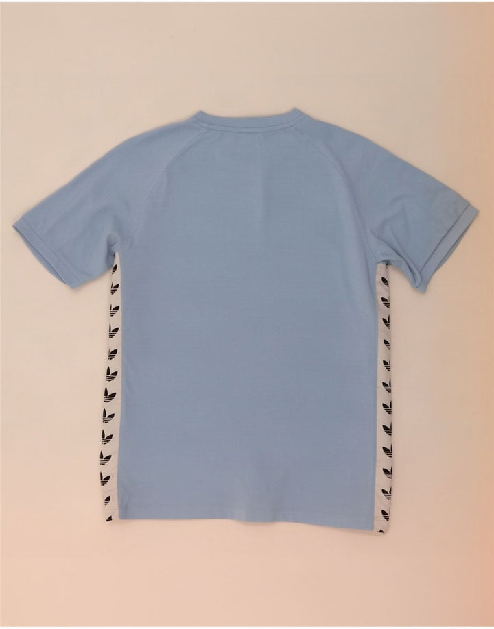 Adidas Herre grafisk T-shirt Top Medium Blue Colourblock Polyester